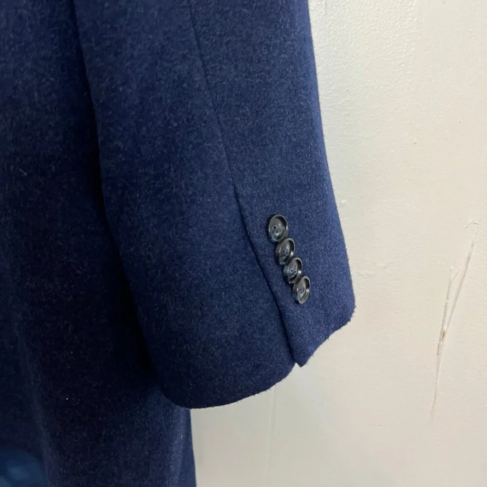 Tommy Hilfiger Overcoat Navy Blue Felt Mens Size 44‎ Short Coat Jacket 44S